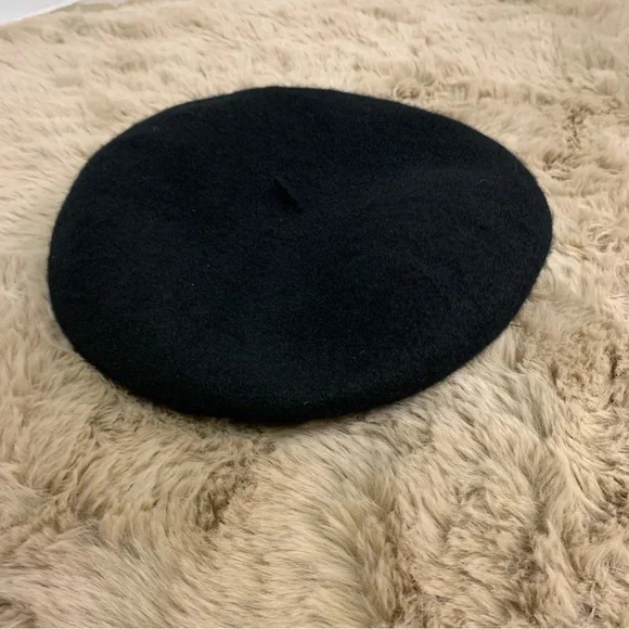 Wool Beret Hat Black One Size - Picture 8 of 10